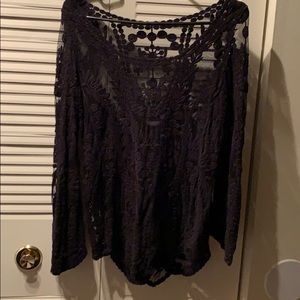 Black long sleeve lace top